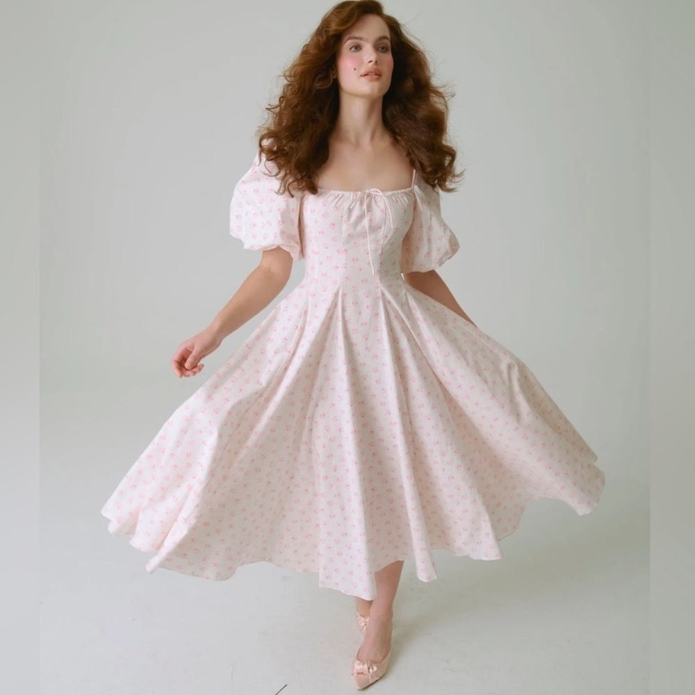 Selkie Day Dress Parfait Poet Pink & White Ditsy Floral 2X